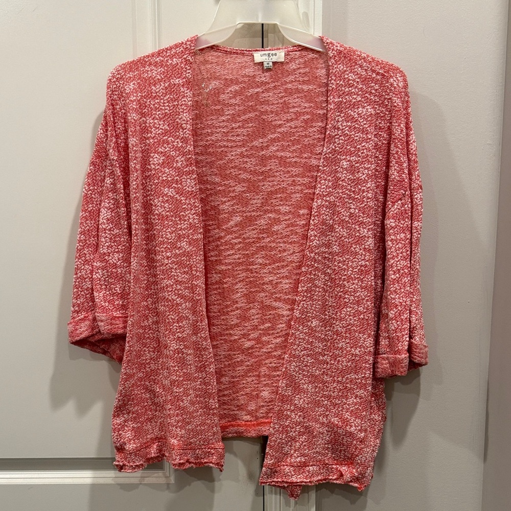 Umgee Pink Marled Open-Front Cardigan